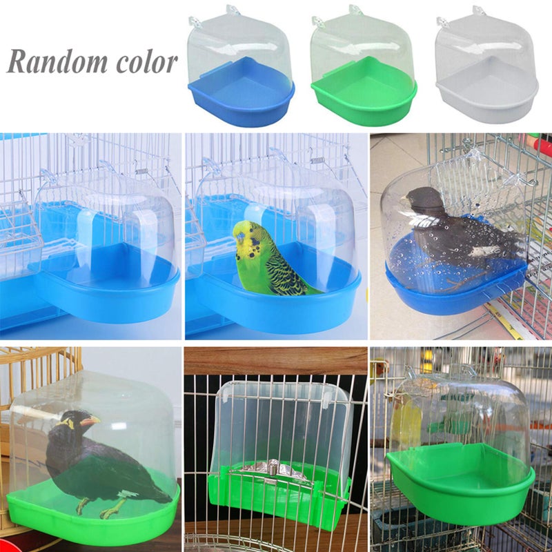 kathson Parrot Bath Box Bird Cage Accessory Supplies Bathing Tub Bath for Parakeet Pet Brids Canary Budgies Parrot (Random Color) - Image 2